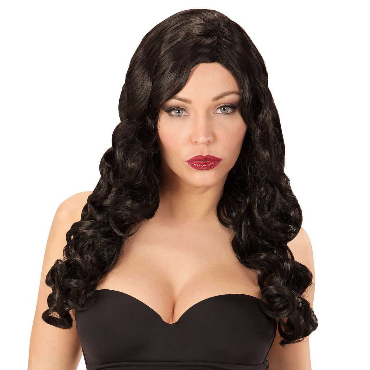 Op deze afbeelding zie je een Accessoires, van het merk Widmann. Pruik Rihanna Swinger Zwart
