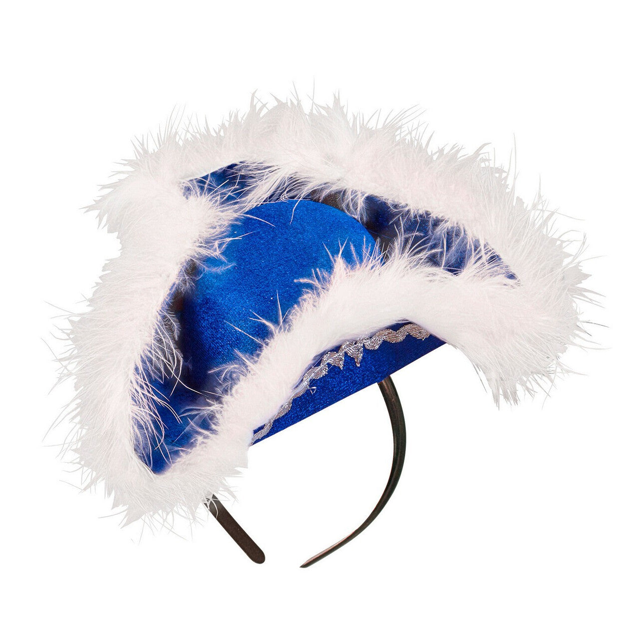 Op deze afbeelding zie je een Accessoires, van het merk Widmann. Mini Driesteek Met Marabou Marieke Blauw