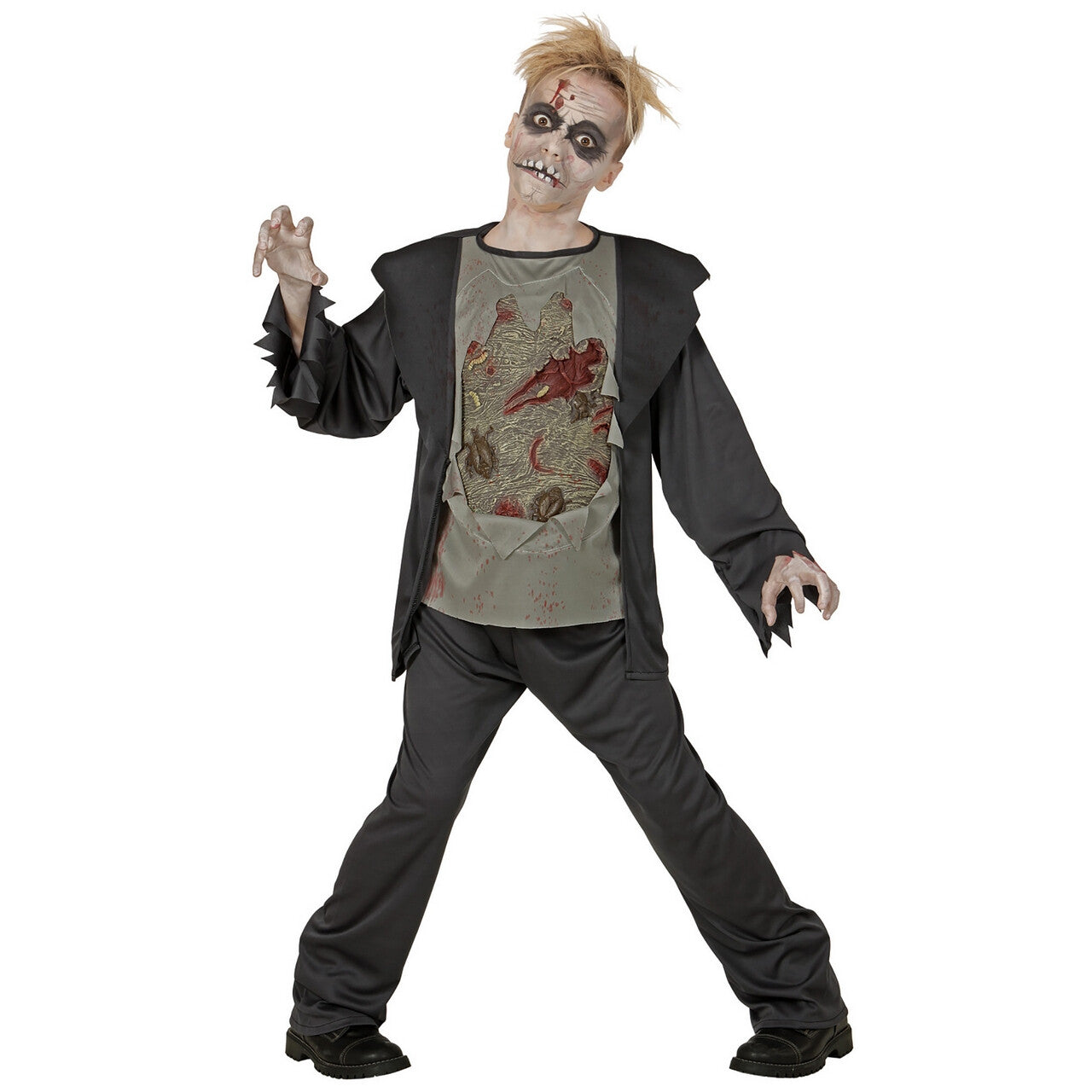 Op deze afbeelding zie je een Kostuums, van het merk Widmann. Zombie Pieter Jongen Kostuum