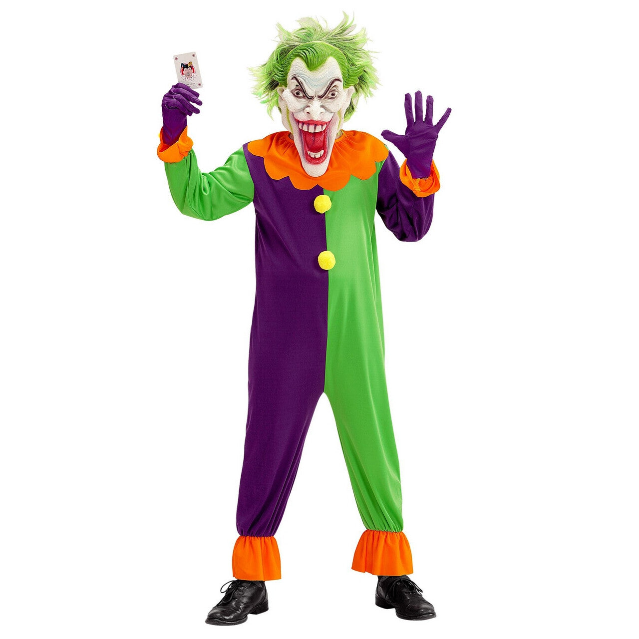 Op deze afbeelding zie je een Kostuums, van het merk Widmann. Evil Joker Jose Jongen Kostuum