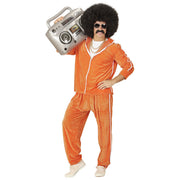 Op deze afbeelding zie je een Kostuums, van het merk Widmann. Fout Oranje 80s Trainingspak Maaskant Fluweel Man Kostuum