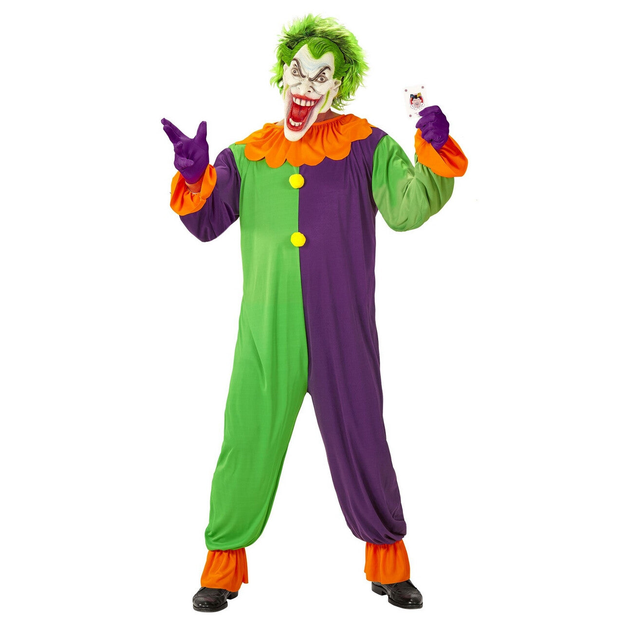 Op deze afbeelding zie je een Kostuums, van het merk Widmann. Evil Joker Jose Man Kostuum