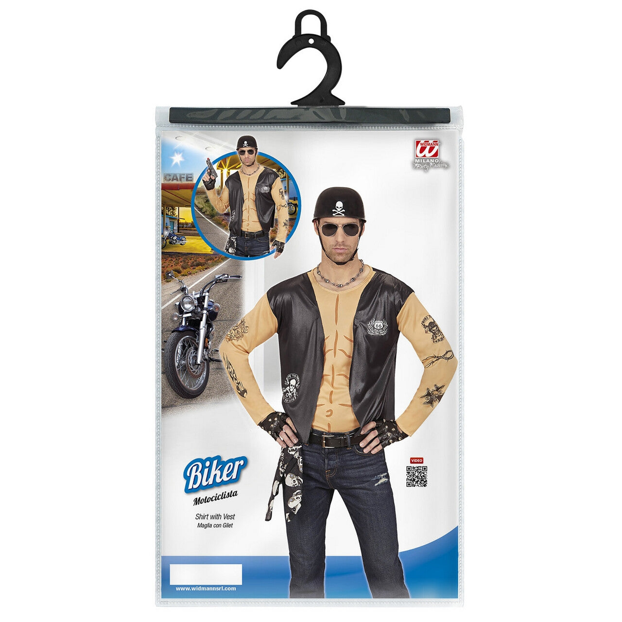 Op deze afbeelding zie je een Kostuums, van het merk Widmann. Biker Shirt Motorman Tiener Jongen