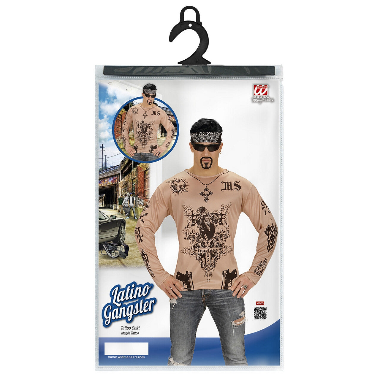Op deze afbeelding zie je een Kostuums, van het merk Widmann. Tattoo Straatgang Shirt Man