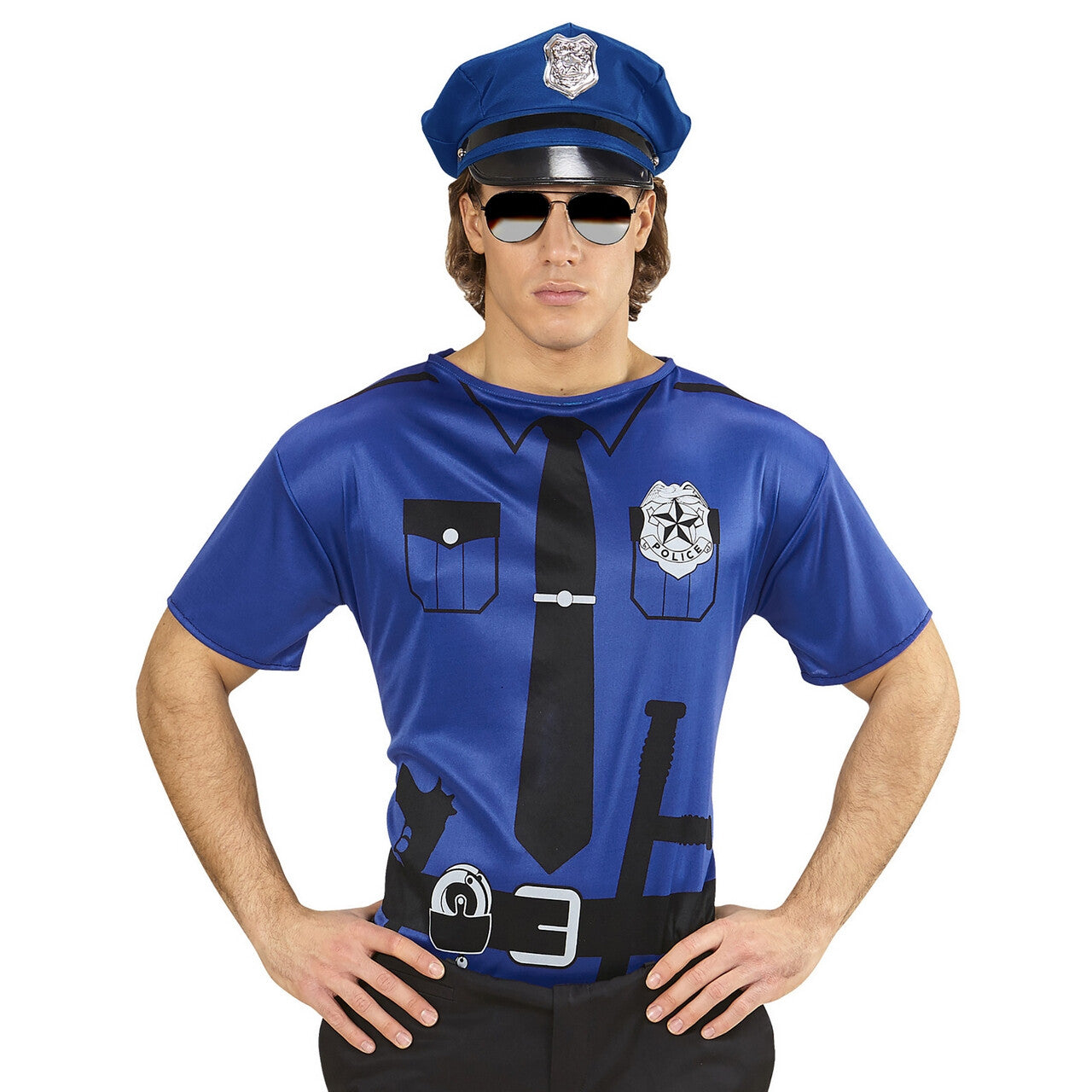 Op deze afbeelding zie je een Kostuums, van het merk Widmann. Politie Tom T-Shirt Man