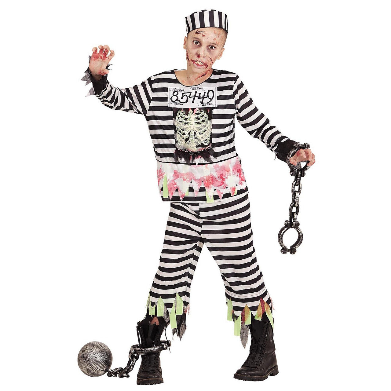 Op deze afbeelding zie je een Kostuums, van het merk Widmann. Gevangene Zombie Zuzu Jongen Kostuum