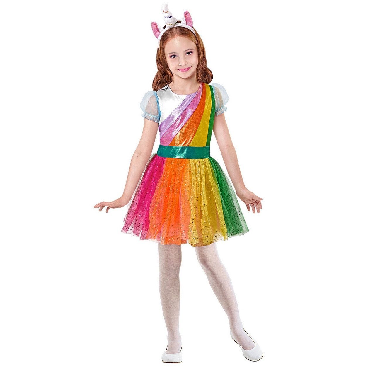 Op deze afbeelding zie je een Kostuums, van het merk Widmann. Eenhoorn Regenboog Meisje Kostuum