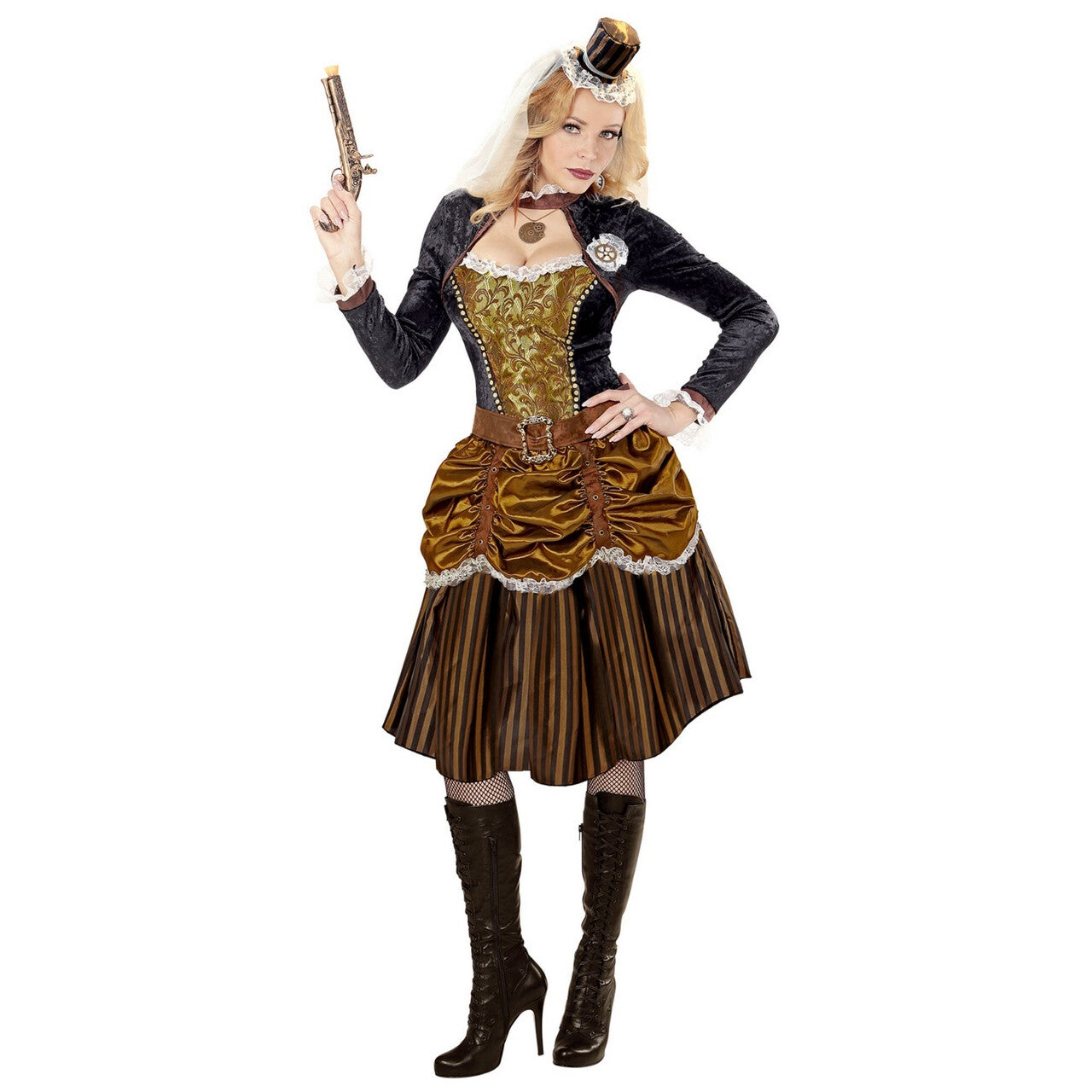 Op deze afbeelding zie je een Kostuums, van het merk Widmann. Steampunk Meisje Golda Vrouw Kostuum
