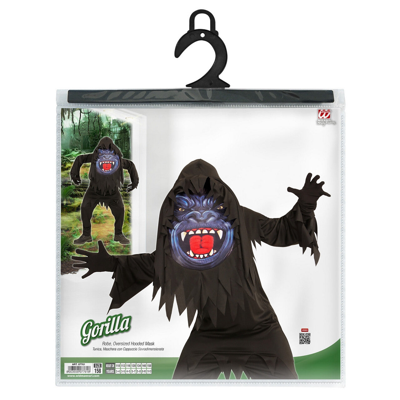 Op deze afbeelding zie je een Kostuums, van het merk Widmann. Gorilla Emoji Jongen Kostuum