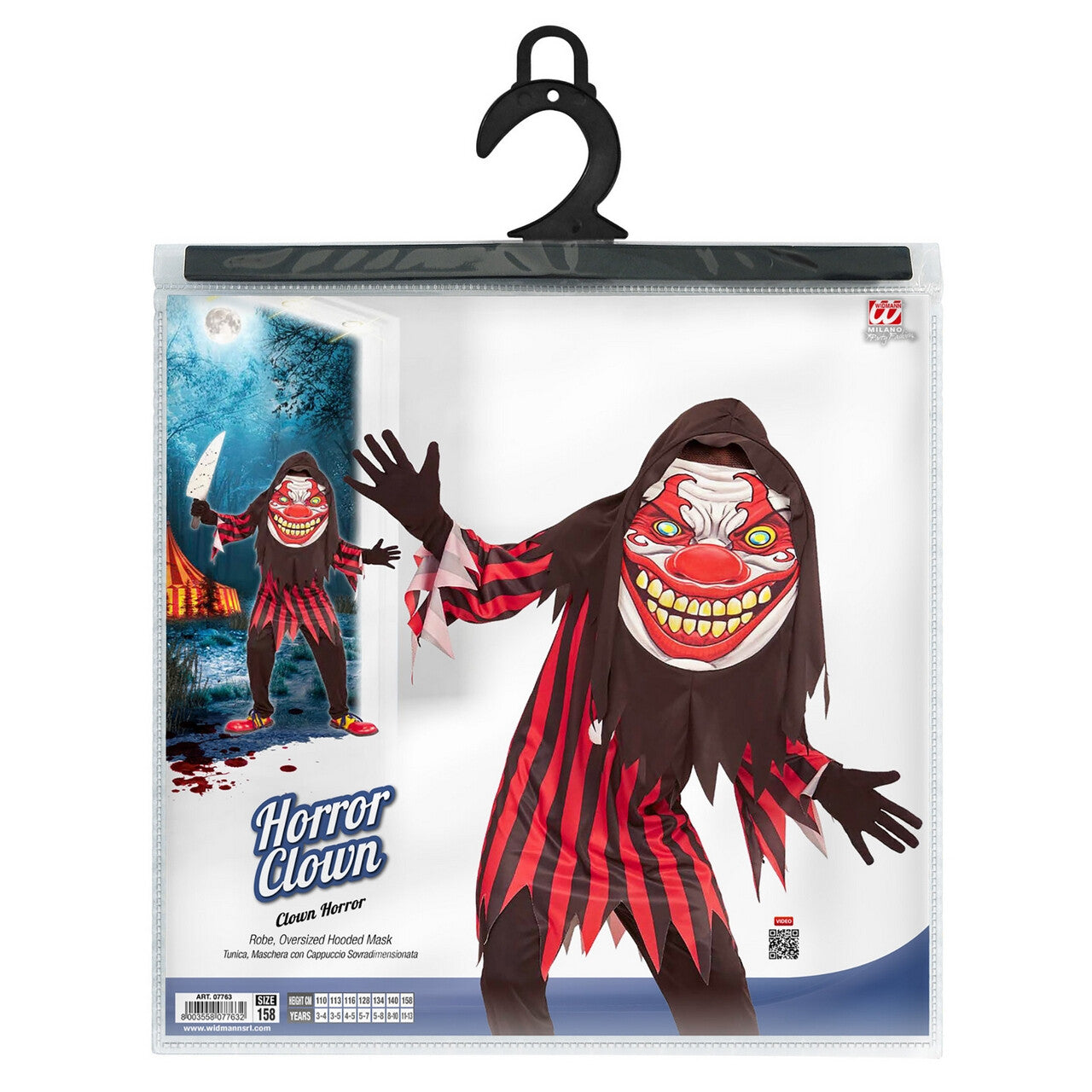 Op deze afbeelding zie je een Kostuums, van het merk Widmann. Horror Clown Emoji Jongen Kostuum