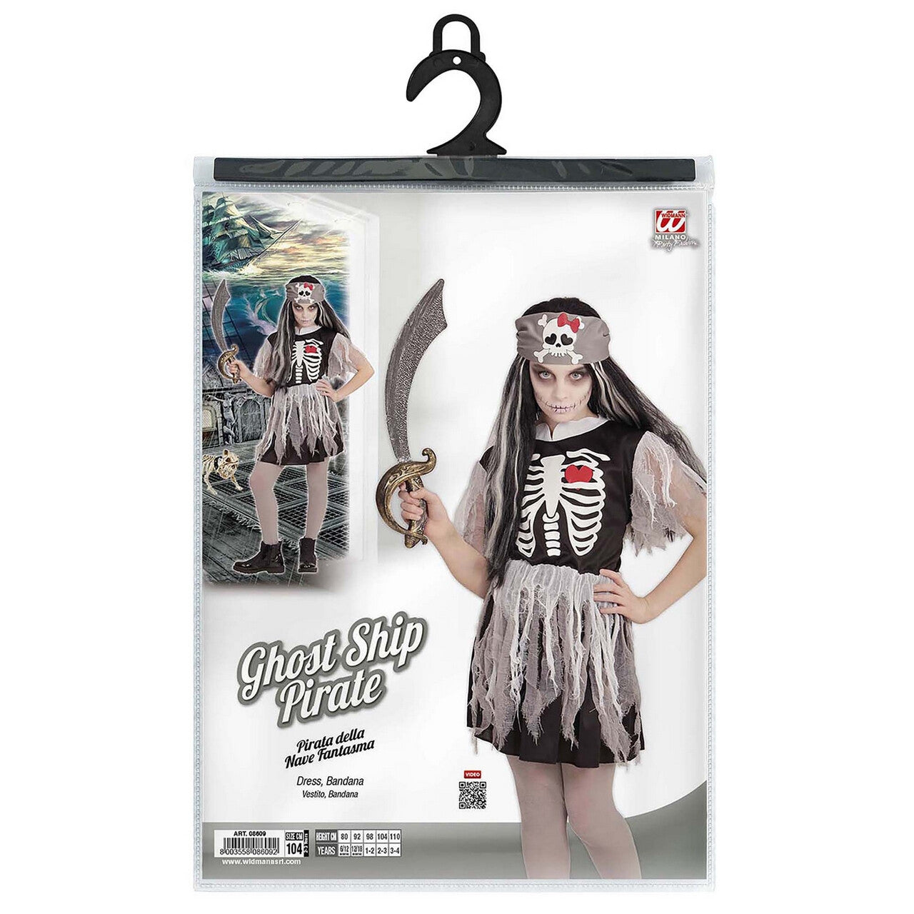 Op deze afbeelding zie je een Kostuums, van het merk Widmann. Rood Hart Pirate Meisje Kostuum