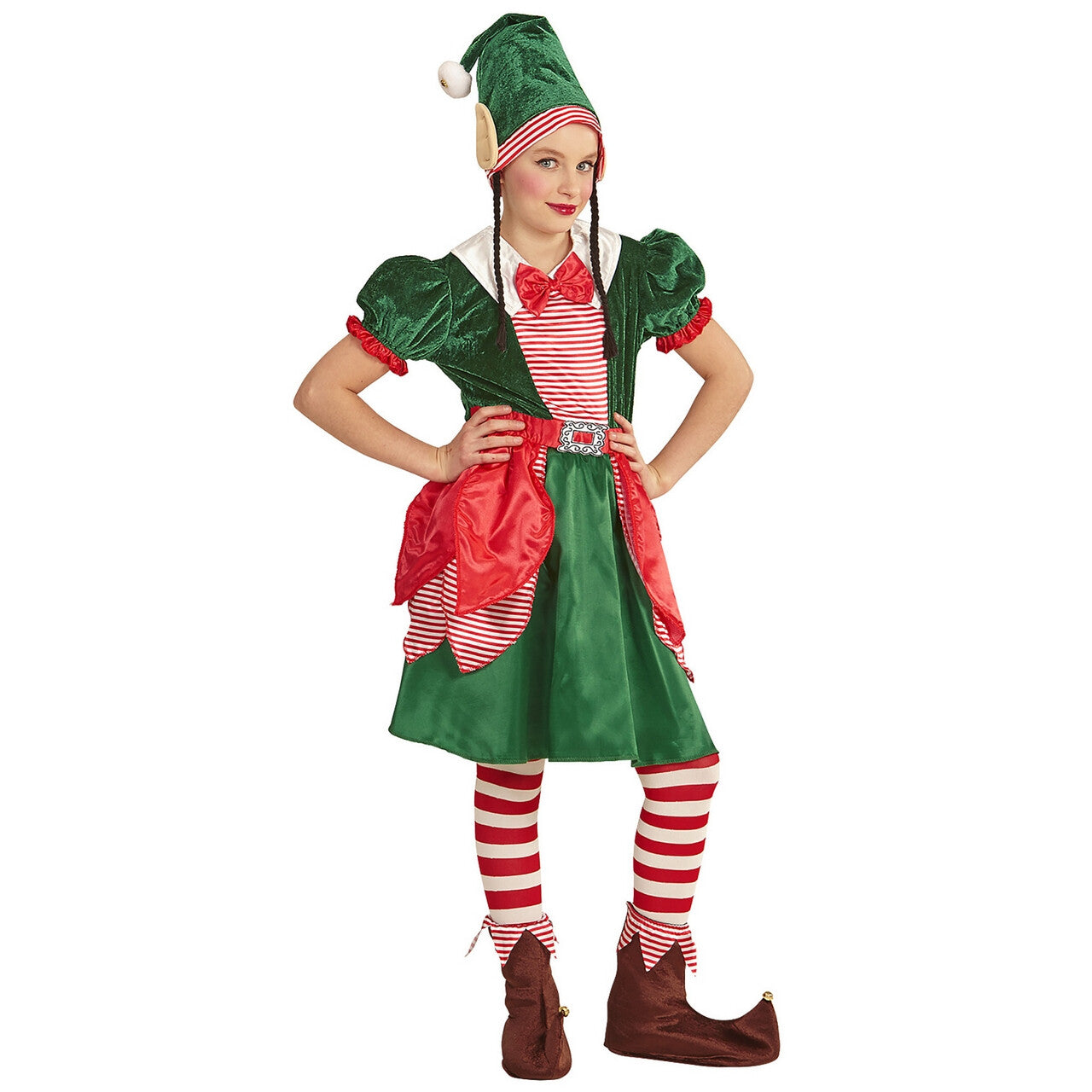 Op deze afbeelding zie je een Kostuums, van het merk Widmann. Eerlijk Elfje Kerstman Kerstjurk Meisje