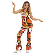 Op deze afbeelding zie je een Kostuums, van het merk Widmann. Groovy Geralda 70s Dames Jumpsuit, Buizen Vrouw Kostuum