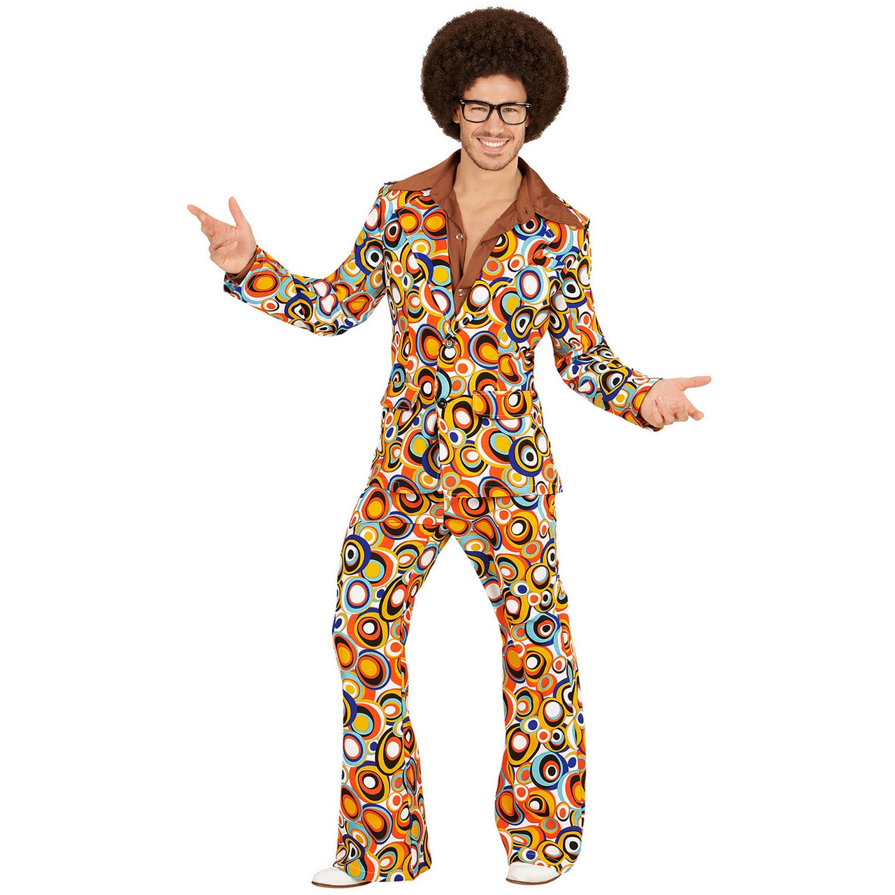Op deze afbeelding zie je een Kostuums, van het merk Widmann. Groovy George 70s Heren Kostuum, Luchtbellen Man