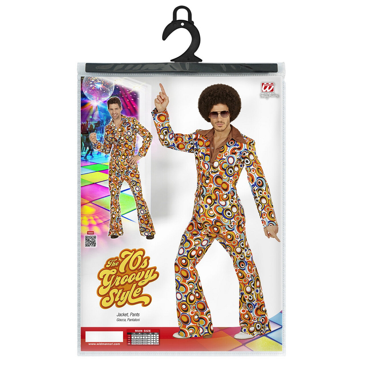 Op deze afbeelding zie je een Kostuums, van het merk Widmann. Groovy George 70s Heren Kostuum, Luchtbellen Man