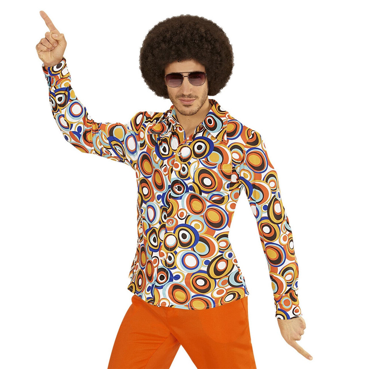 Op deze afbeelding zie je een Kostuums, van het merk Widmann. Groovy Garry 70s Heren Shirt, Luchtbellen Man