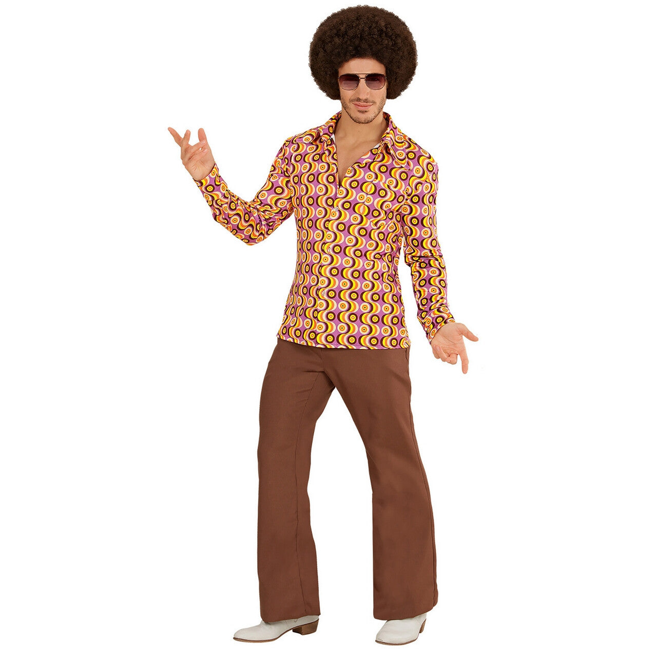 Op deze afbeelding zie je een Kostuums, van het merk Widmann. Groovy Garry 70s Heren Shirt, Lps Man