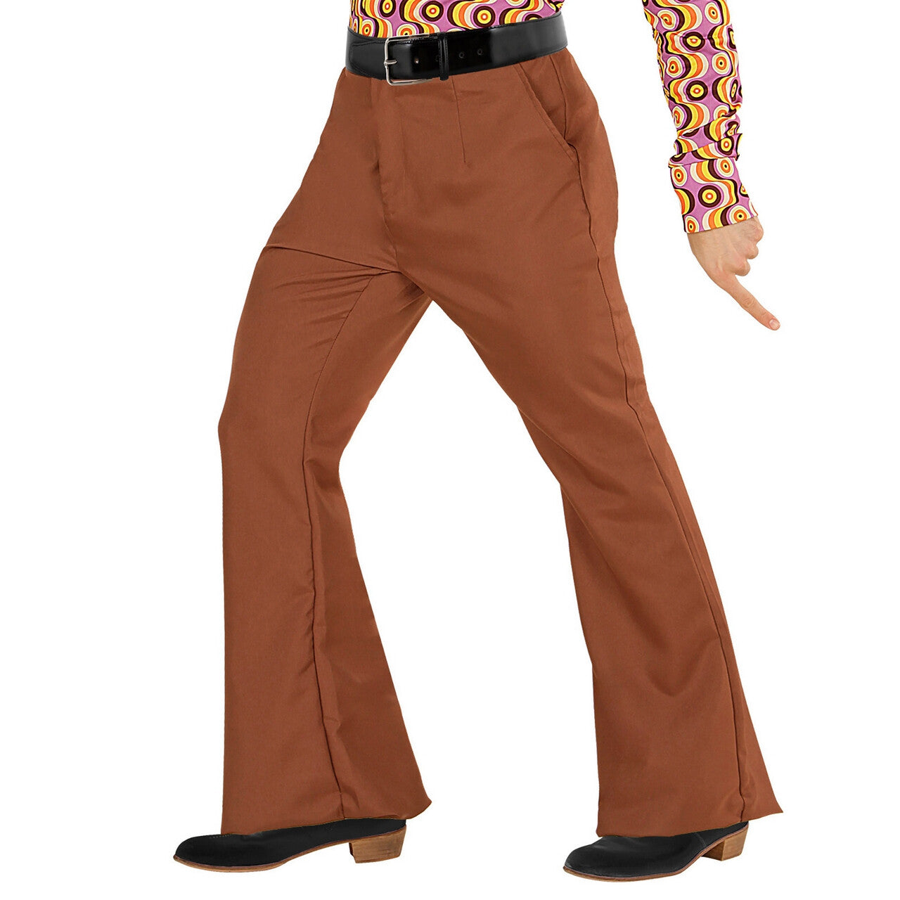Op deze afbeelding zie je een Kostuums, van het merk Widmann. Groovy Gandalf 70s Heren Broek, Bruin Man