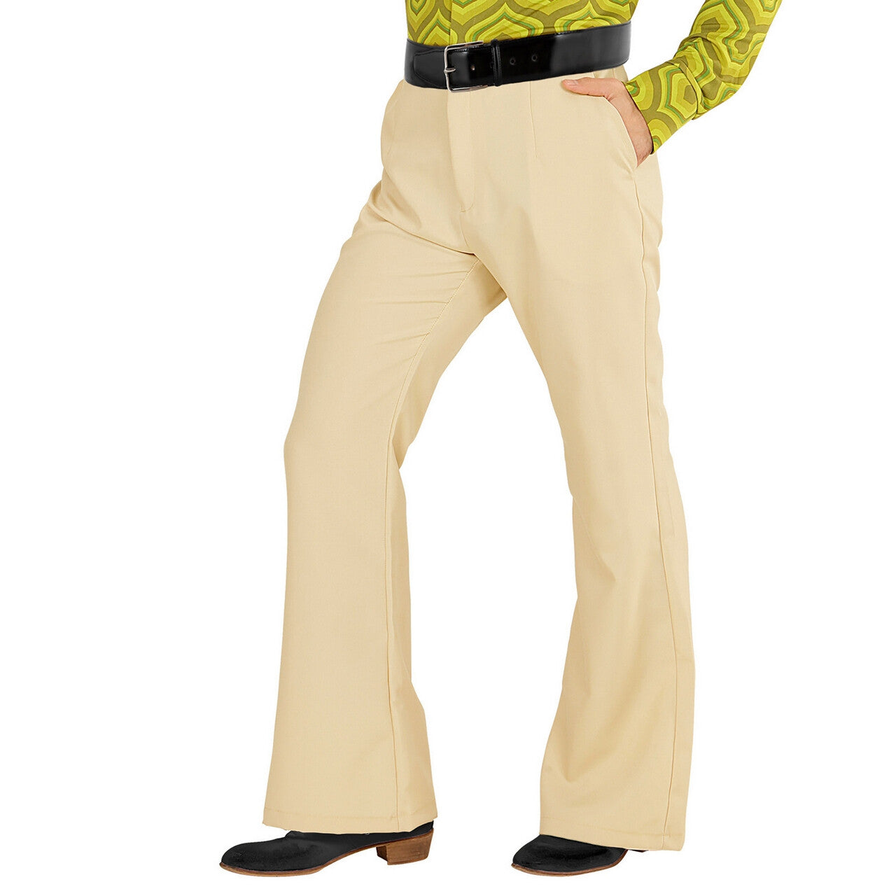 Op deze afbeelding zie je een Kostuums, van het merk Widmann. Groovy Gandalf 70s Heren Broek, Beige Man