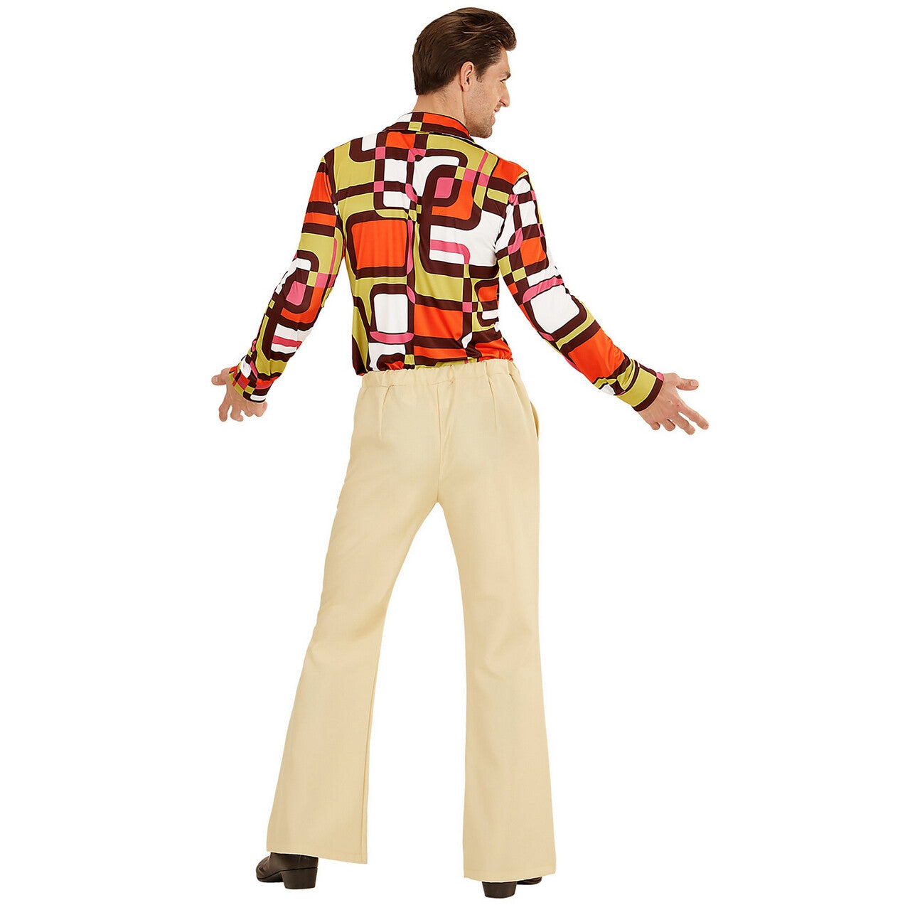 Op deze afbeelding zie je een Kostuums, van het merk Widmann. Groovy Gandalf 70s Heren Broek, Beige Man