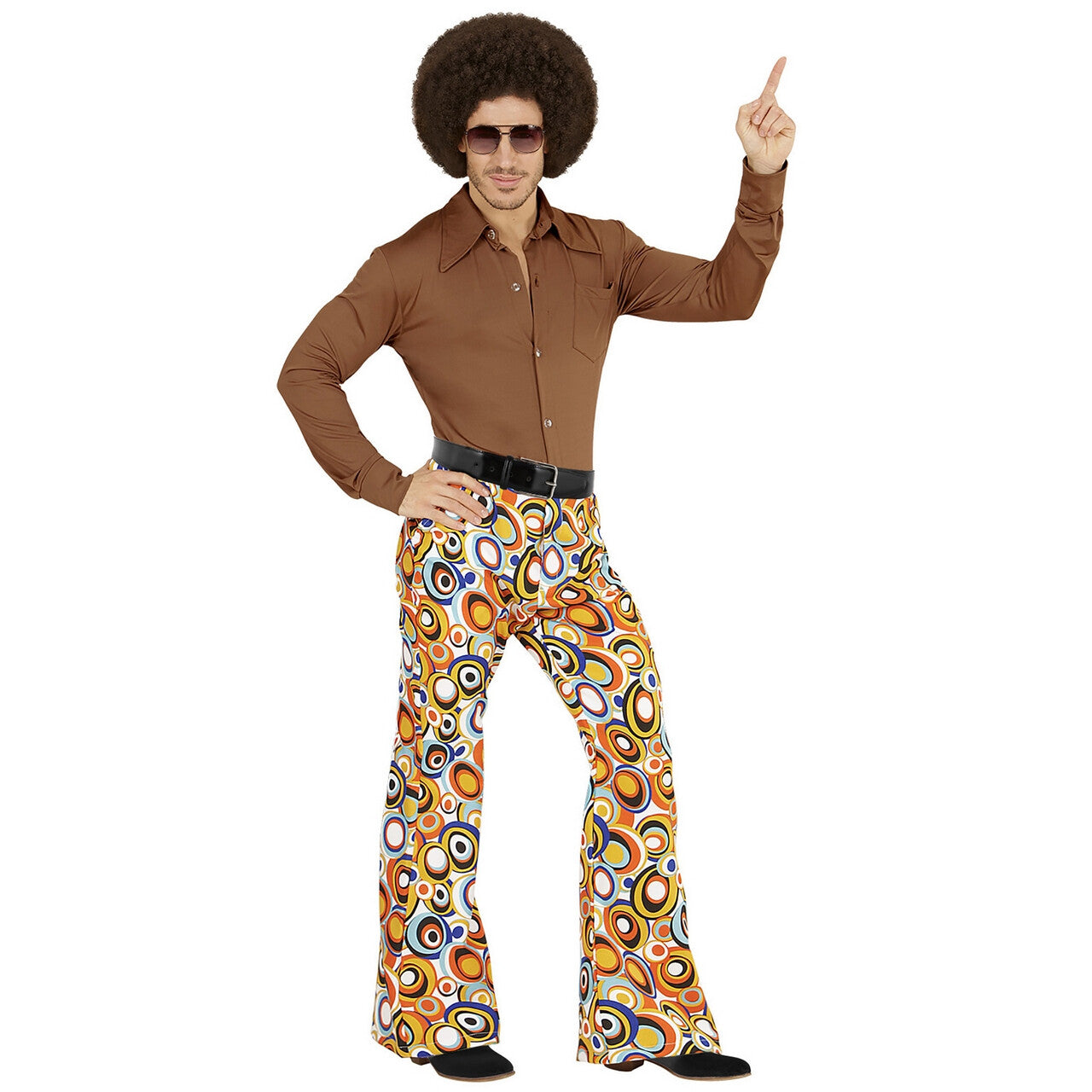 Op deze afbeelding zie je een Kostuums, van het merk Widmann. Groovy Gandalf 70s Heren Broek, Luchtbellen Man