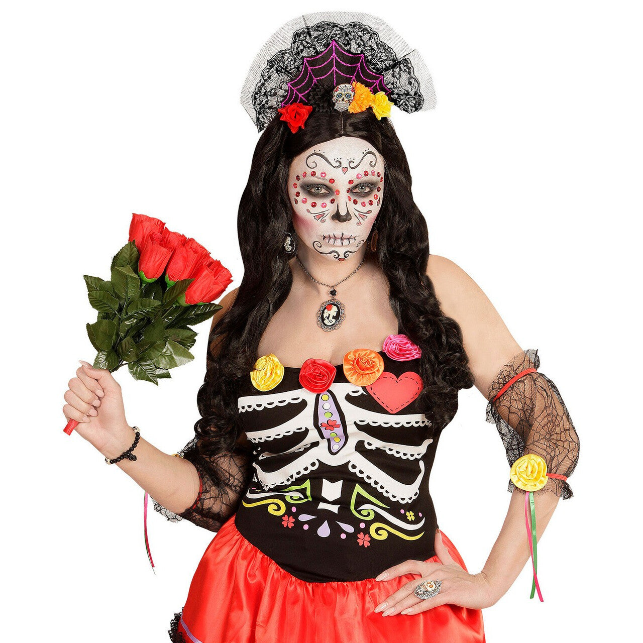 Op deze afbeelding zie je een Accessoires, van het merk Widmann. Hoofbedekking Dia De Los Muertos Lola Flores