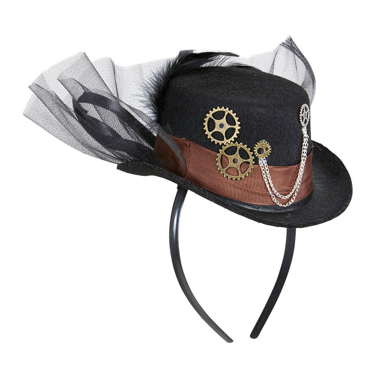 Op deze afbeelding zie je een Accessoires, van het merk Widmann. Steampunk Mini Hoge Hoed Mechanica