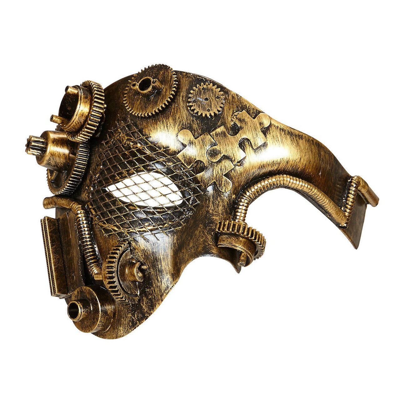 Op deze afbeelding zie je een Accessoires, van het merk Widmann. Halfgezichtmasker Steampunk, Koper Mechanica