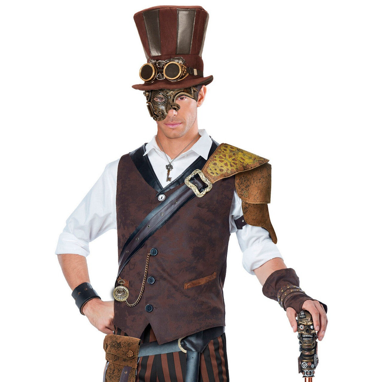 Op deze afbeelding zie je een Accessoires, van het merk Widmann. Halfgezichtmasker Steampunk, Koper Mechanica