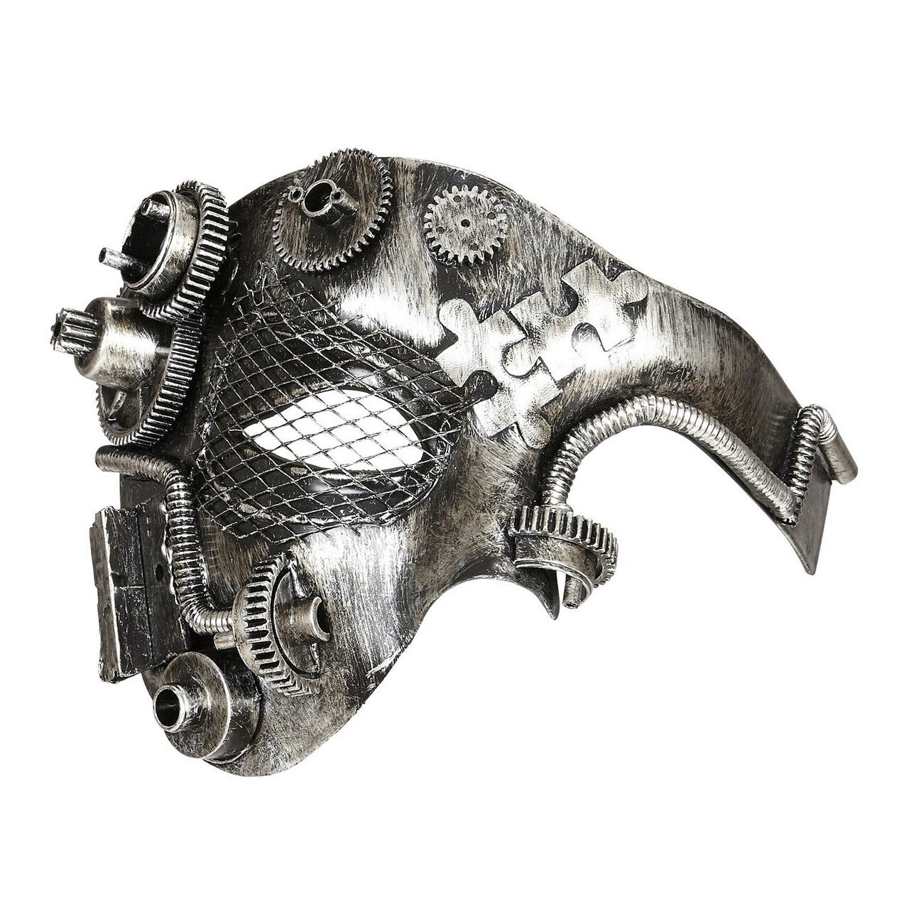 Op deze afbeelding zie je een Accessoires, van het merk Widmann. Halfgezichtmasker Steampunk, Zilver Mechanica