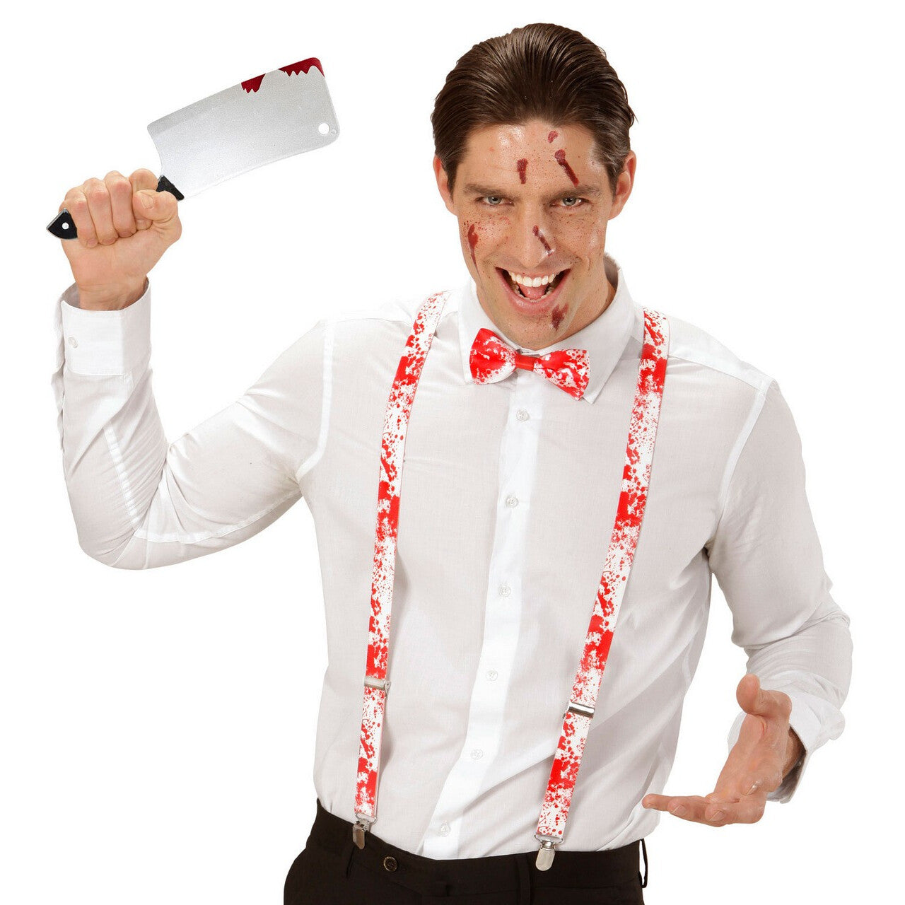 Op deze afbeelding zie je een Accessoires, van het merk Widmann. Bloederig Horror Hakmes 30 Centimeter