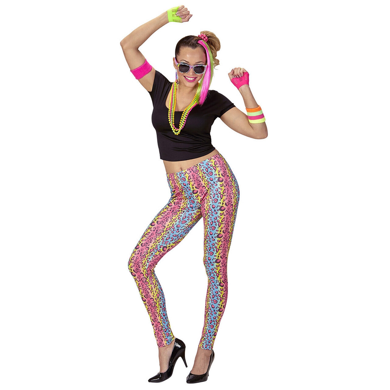 Op deze afbeelding zie je een Kostuums, van het merk Widmann. 80s Meisje Madonna Vrouw Kostuum