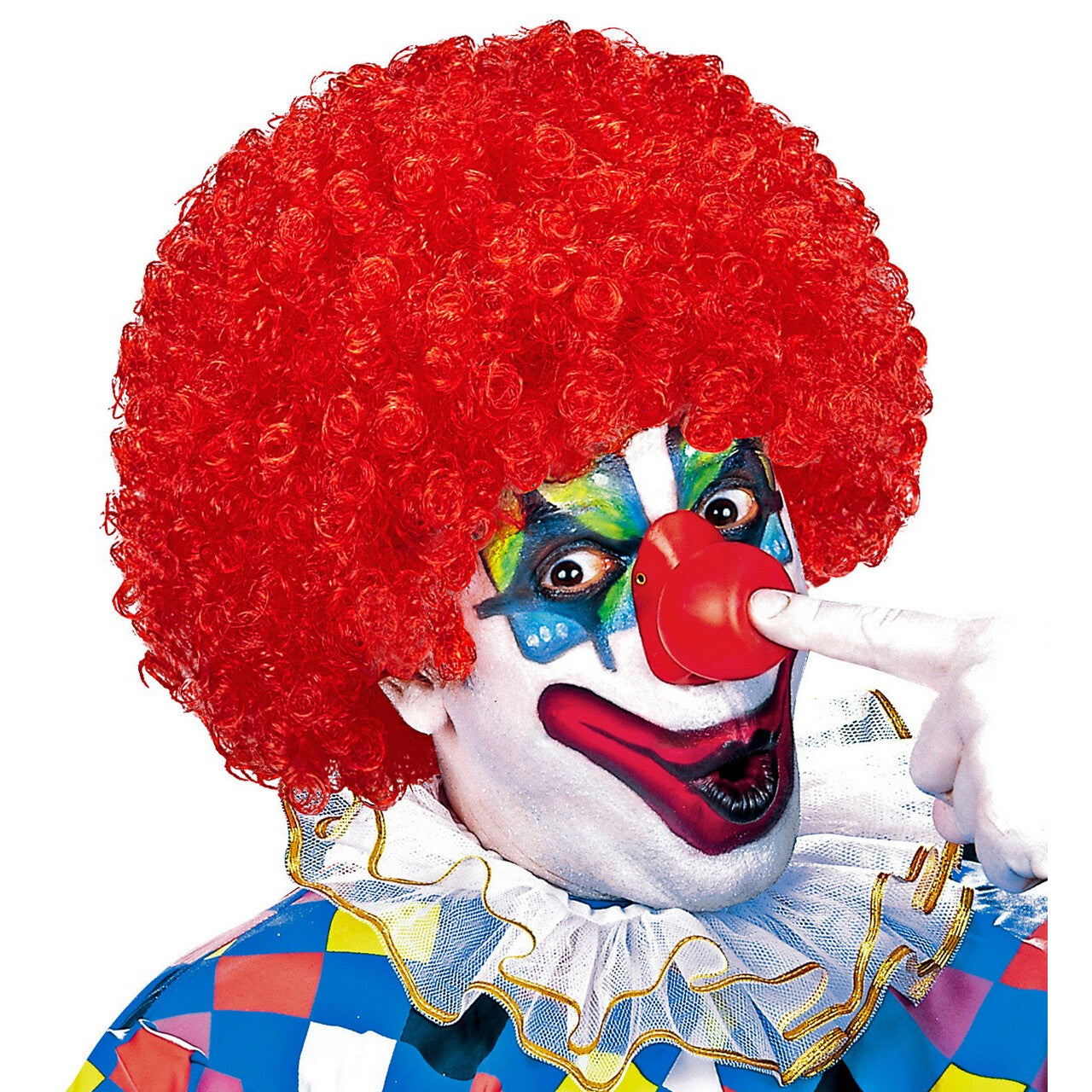 Op deze afbeelding zie je een Accessoires, van het merk Widmann. Afro Clownpruik Krullen, Rood