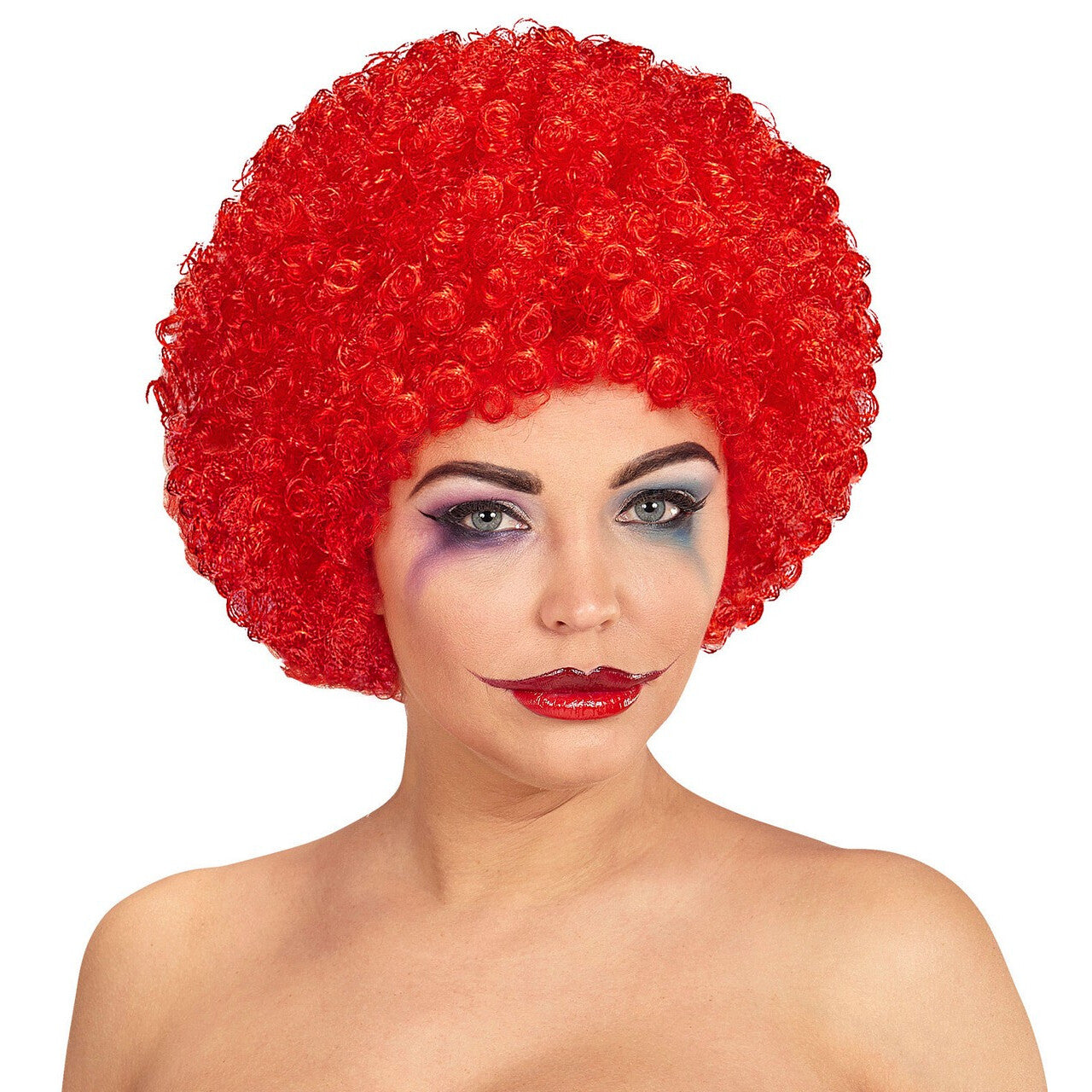 Op deze afbeelding zie je een Accessoires, van het merk Widmann. Afro Clownpruik Krullen, Rood