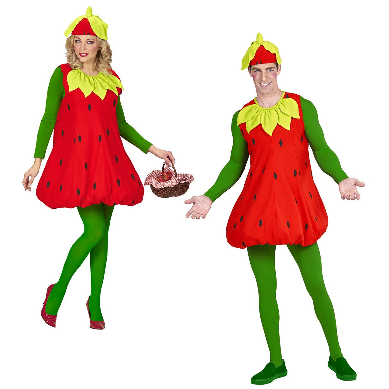 Op deze afbeelding zie je een Kostuums, van het merk Widmann. Pluk De Aardbei Kostuum
