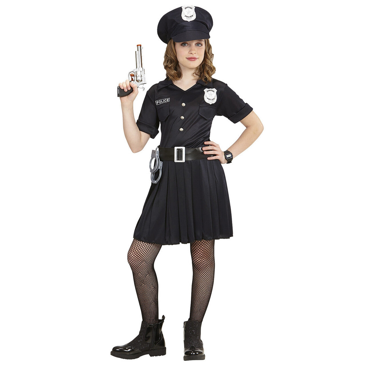 Op deze afbeelding zie je een Kostuums, van het merk Widmann. Streng Maar Rechtvaardig Politie Meisje Kostuum