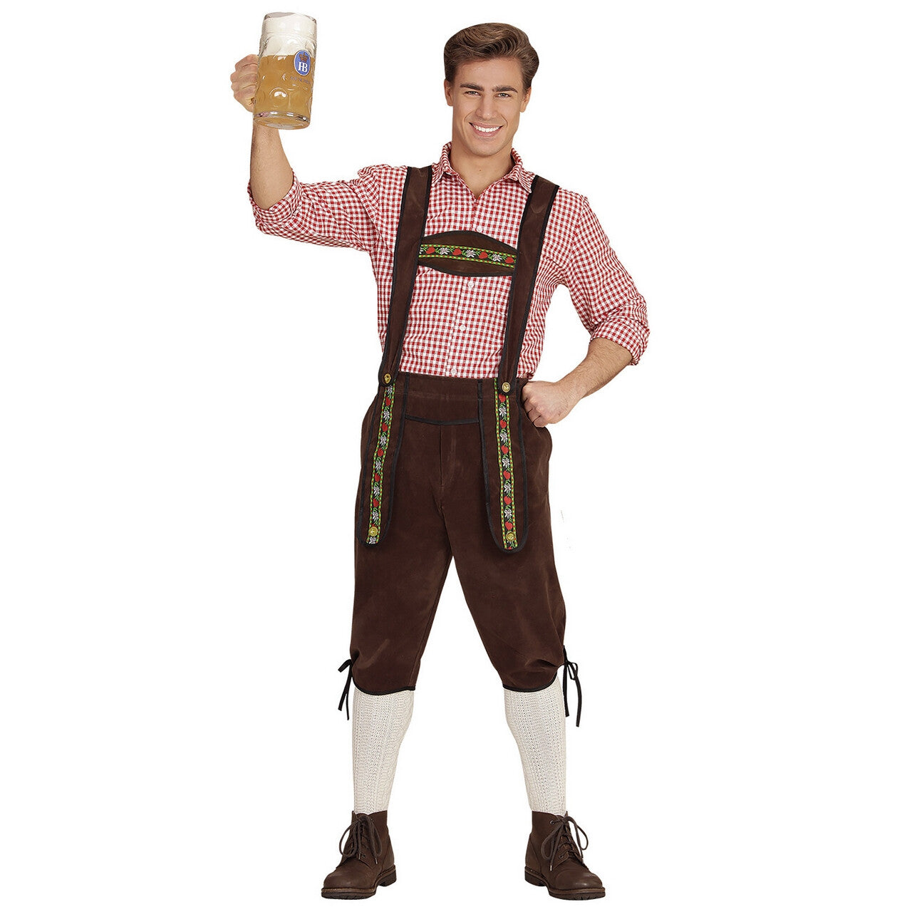 Op deze afbeelding zie je een Kostuums, van het merk Widmann. Beierse Lederhose Helmut Bruin Man