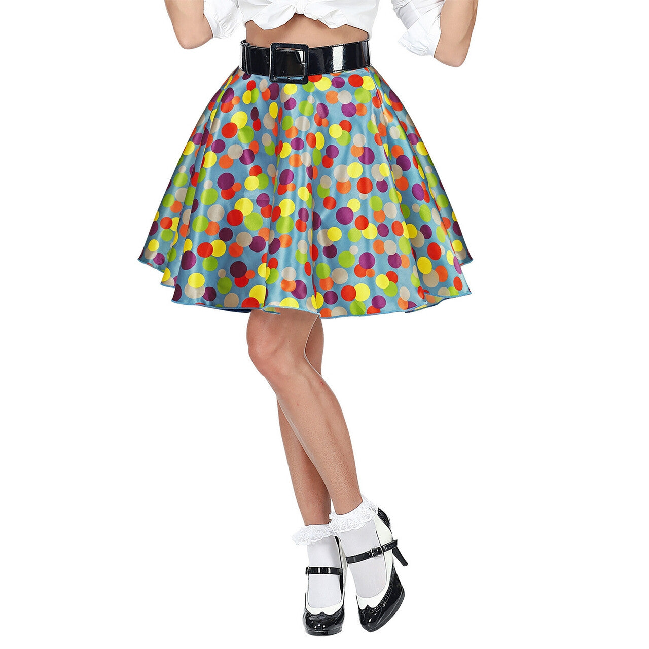Op deze afbeelding zie je een Kostuums, van het merk Widmann. Polkadot 50s Meisje Vrouw
