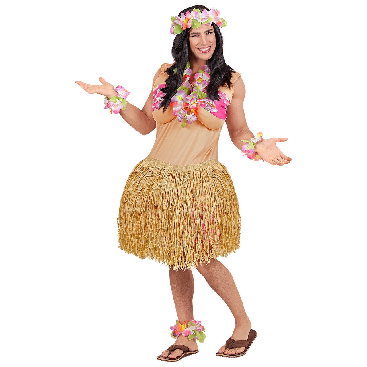 Op deze afbeelding zie je een Kostuums, van het merk Widmann. Hawaiiaanse Travestiet Schone Man Kostuum