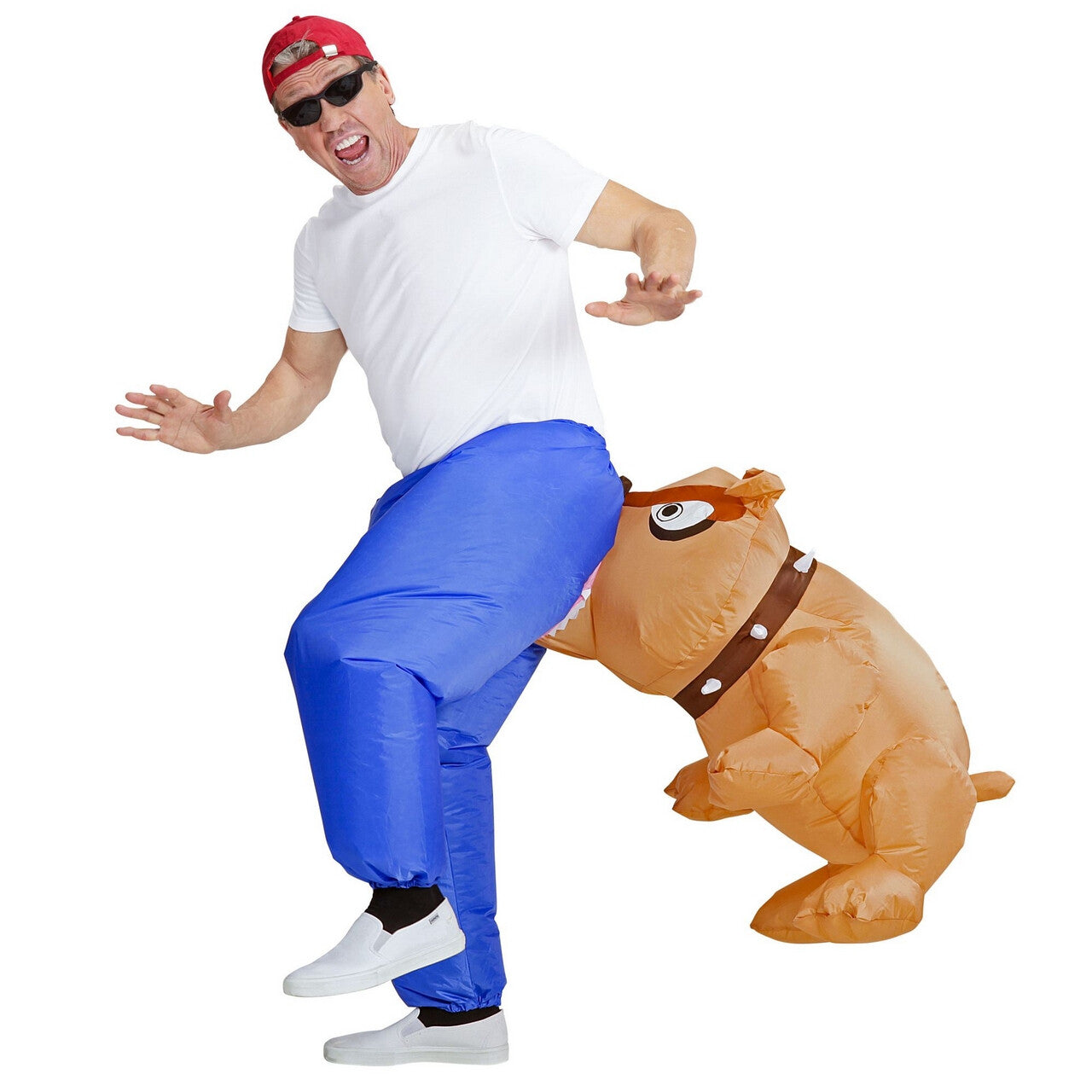 Op deze afbeelding zie je een Kostuums, van het merk Widmann. Bil Bijtende Bulldog Opblaasbaar Man Kostuum