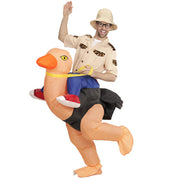 Op deze afbeelding zie je een Kostuums, van het merk Widmann. Geinige Ondekkingsreiziger Op Struisvogel, Opblaasbaar Kostuum
