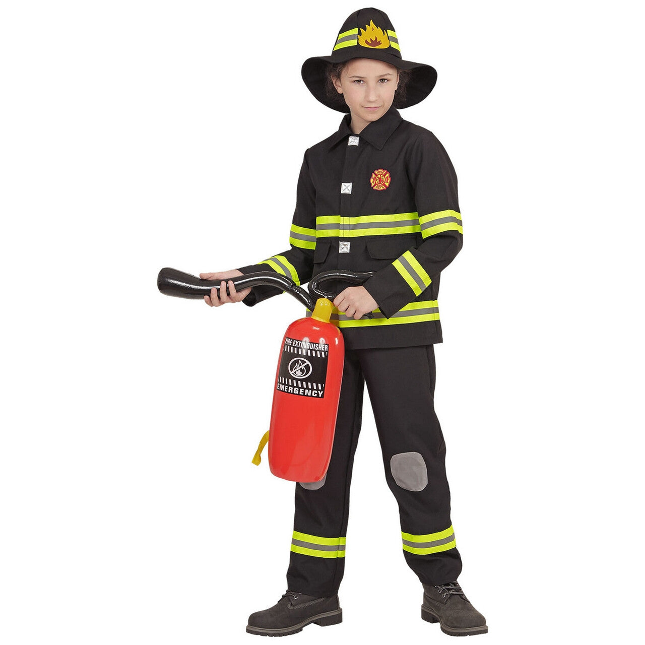 Op deze afbeelding zie je een Kostuums, van het merk Widmann. Nypd Brandweer Zwart Jongen Kostuum