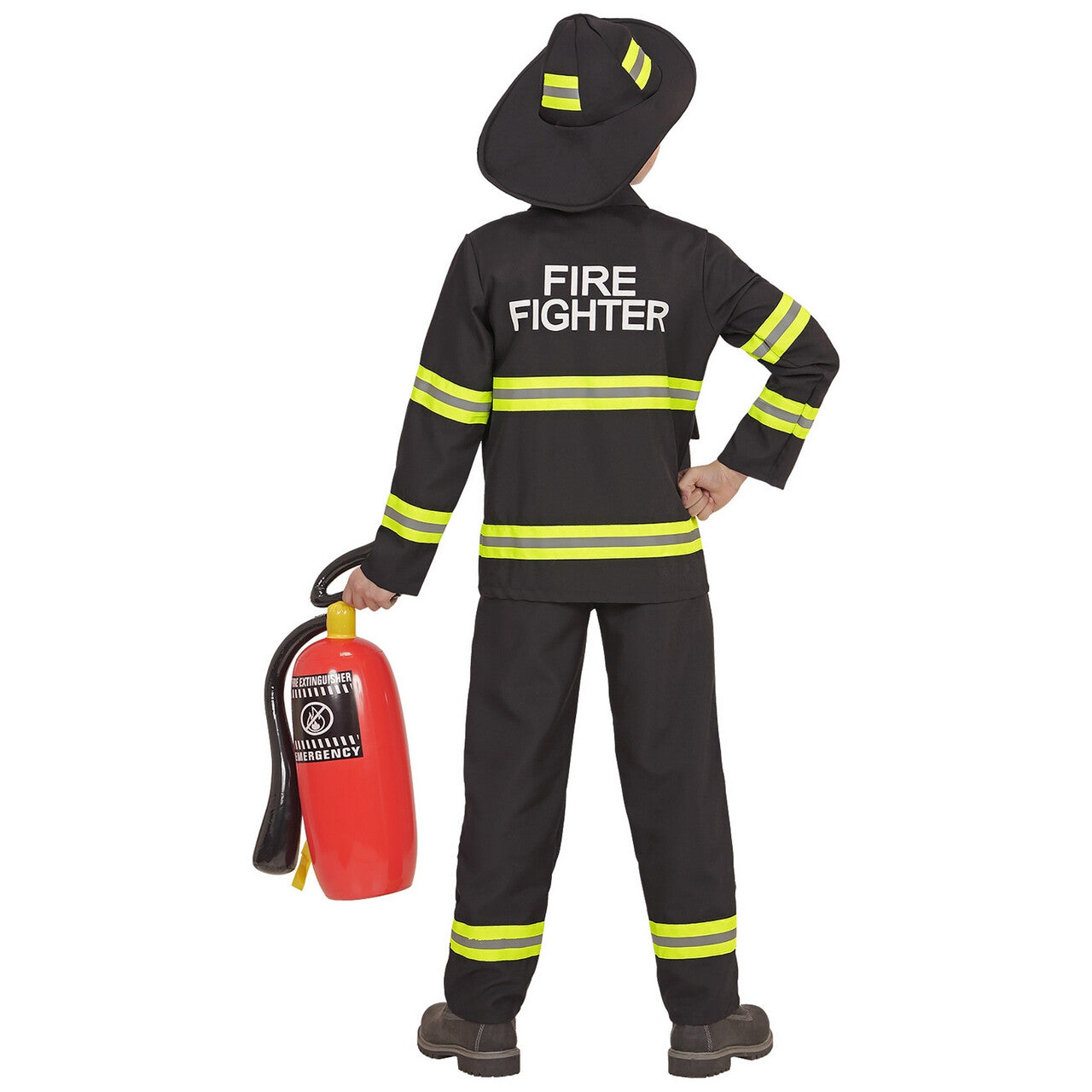 Op deze afbeelding zie je een Kostuums, van het merk Widmann. Nypd Brandweer Zwart Jongen Kostuum