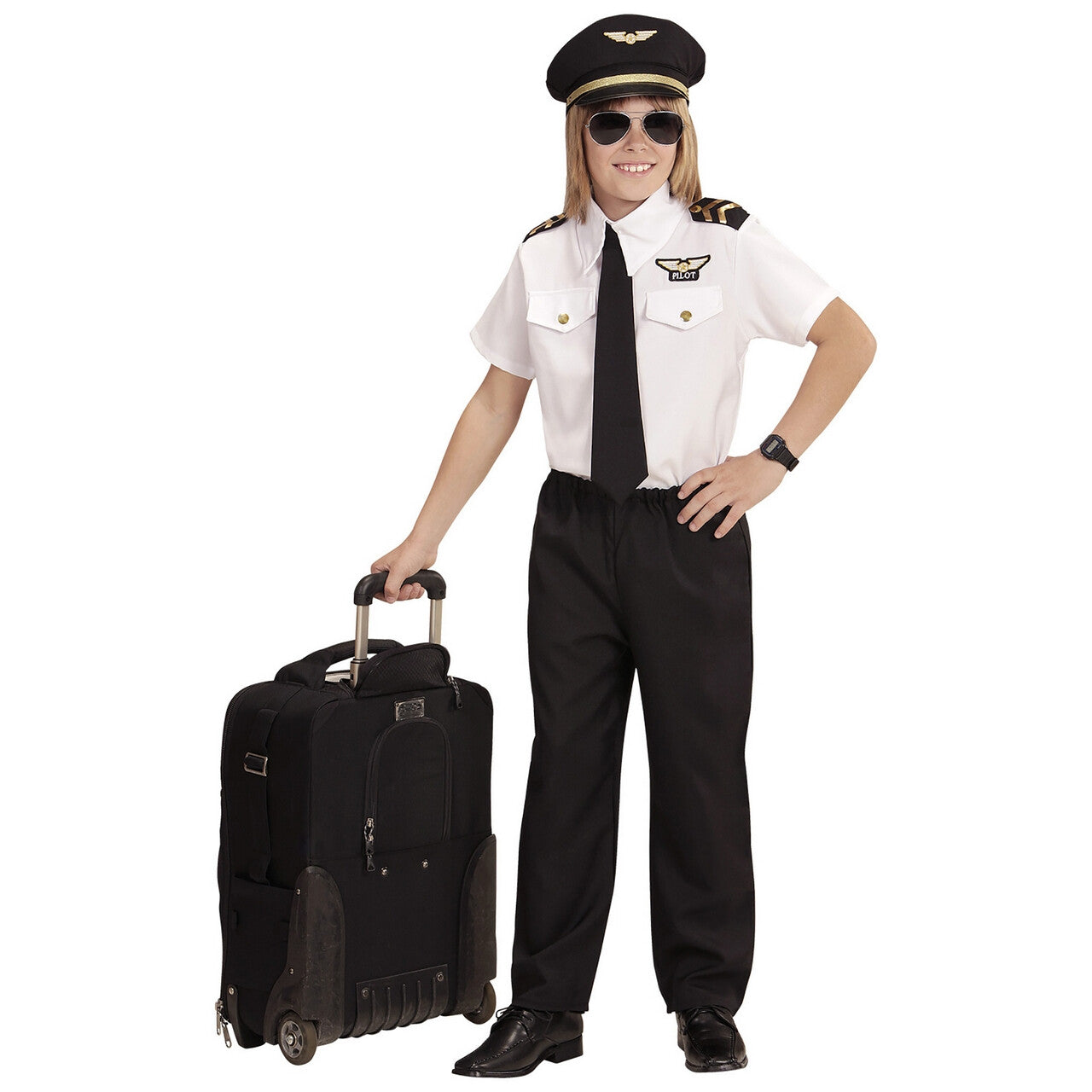 Op deze afbeelding zie je een Kostuums, van het merk Widmann. Piloten Transatlantisch Jongen Kostuum