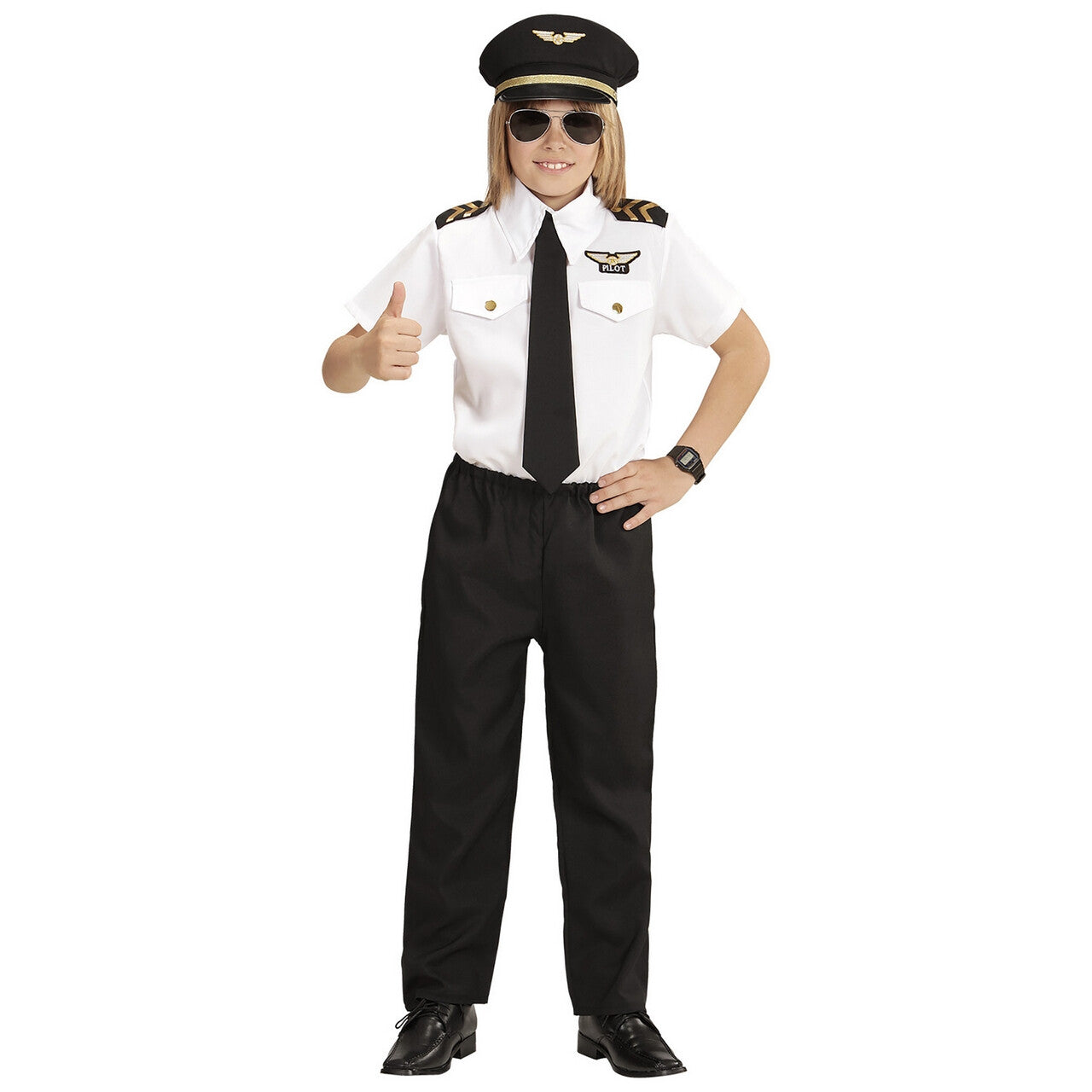 Op deze afbeelding zie je een Kostuums, van het merk Widmann. Piloten Transatlantisch Jongen Kostuum