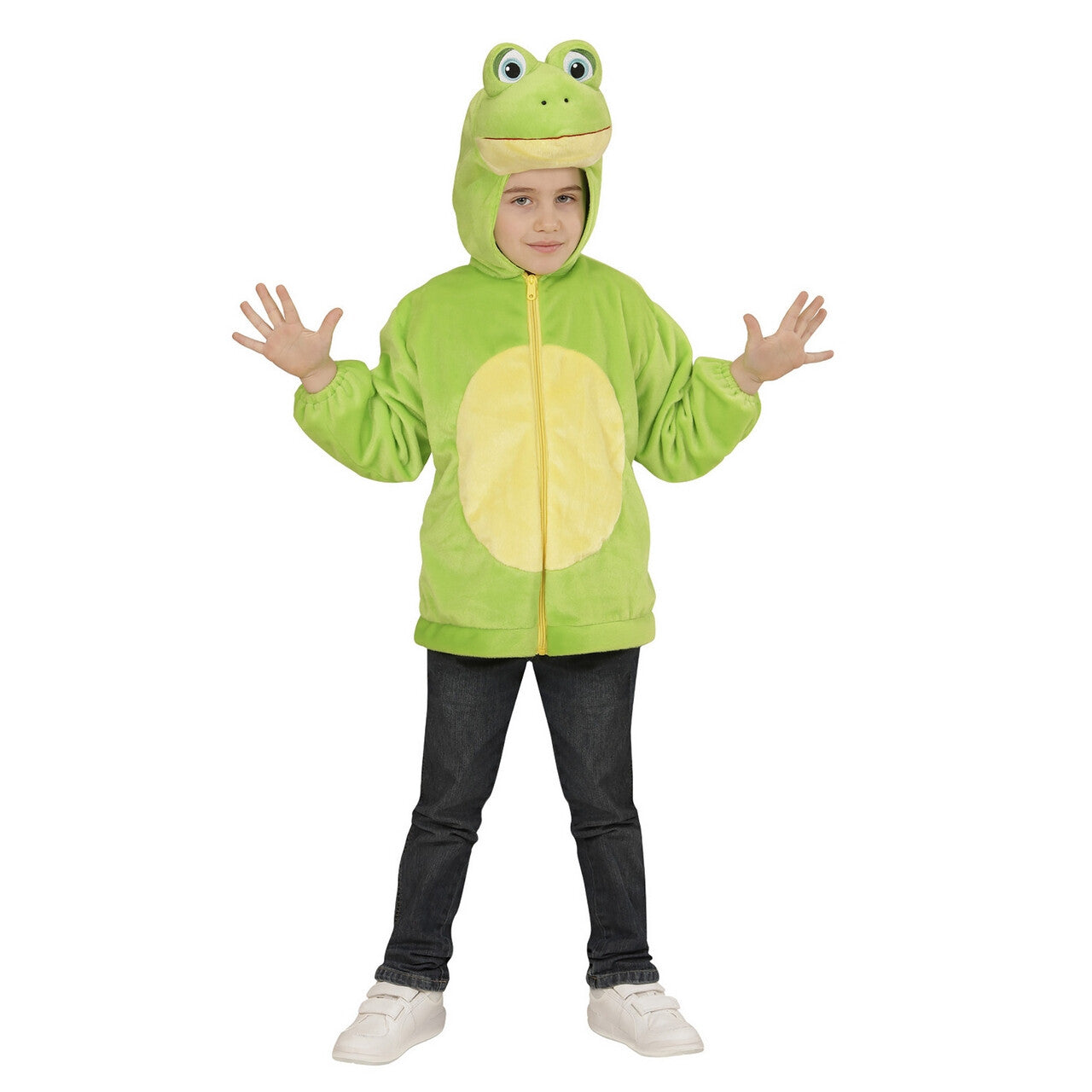 Op deze afbeelding zie je een Kostuums, van het merk Widmann. Hoodie 98 Centimeter Groene Sloot Kikker Kind