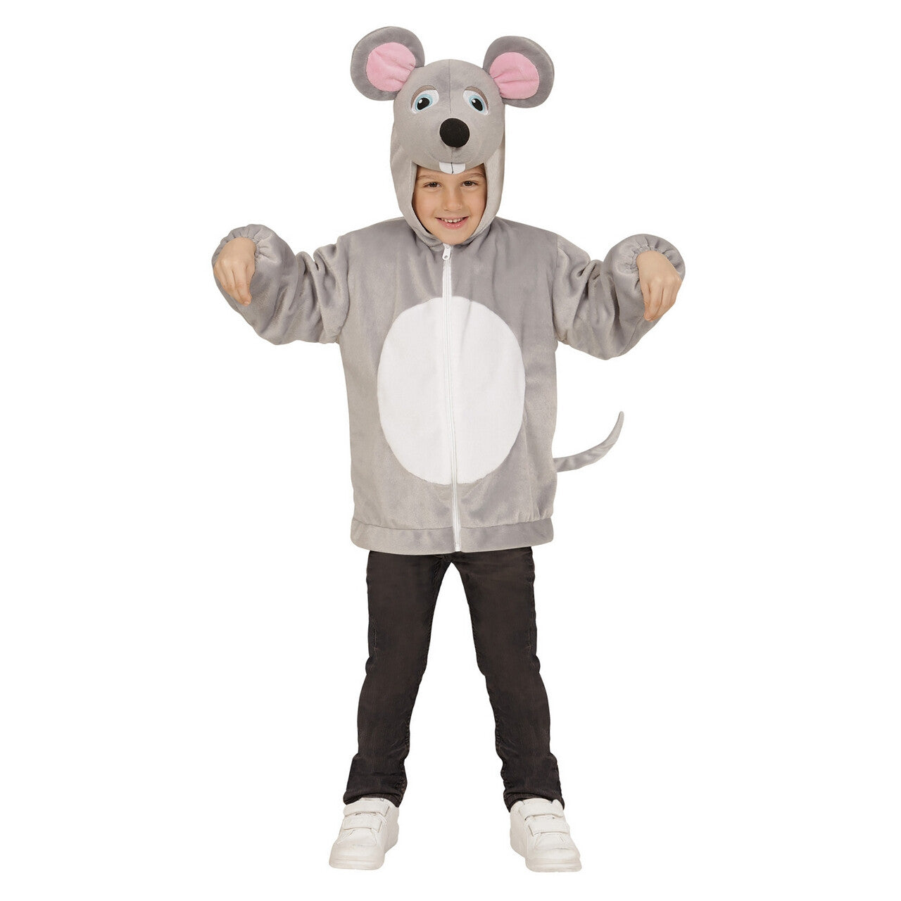Op deze afbeelding zie je een Kostuums, van het merk Widmann. Hoodie 98 Centimeter Grijze Muis Kind