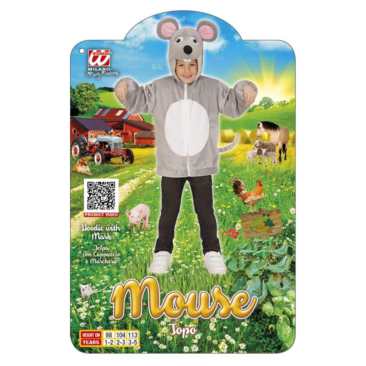 Op deze afbeelding zie je een Kostuums, van het merk Widmann. Hoodie 98 Centimeter Grijze Muis Kind