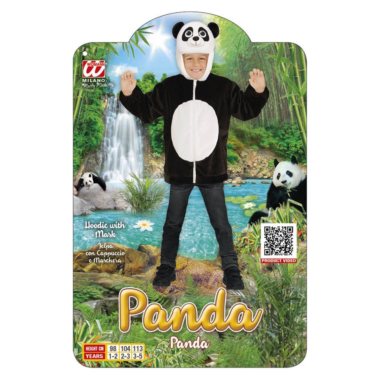 Op deze afbeelding zie je een Kostuums, van het merk Widmann. Hoodie 98 Centimeter Panda Ouwehand Kind