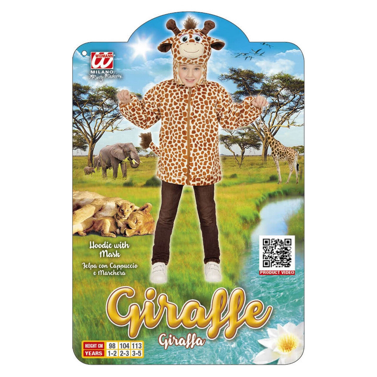 Op deze afbeelding zie je een Kostuums, van het merk Widmann. Hoodie 98 Centimeter Giraffe Langlel Kind